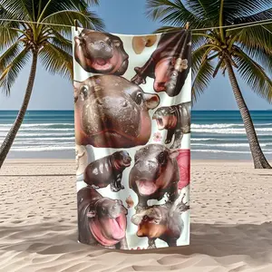 Cute Elephant Beach Towel Set, Quick-Dry Sand-Free Easy Wash, Multi-Use Large Size Bath Towels, Perfect for Swimming Travel Outdoor Picnic