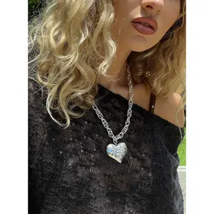 Capree Chunky Heart Necklace Silver