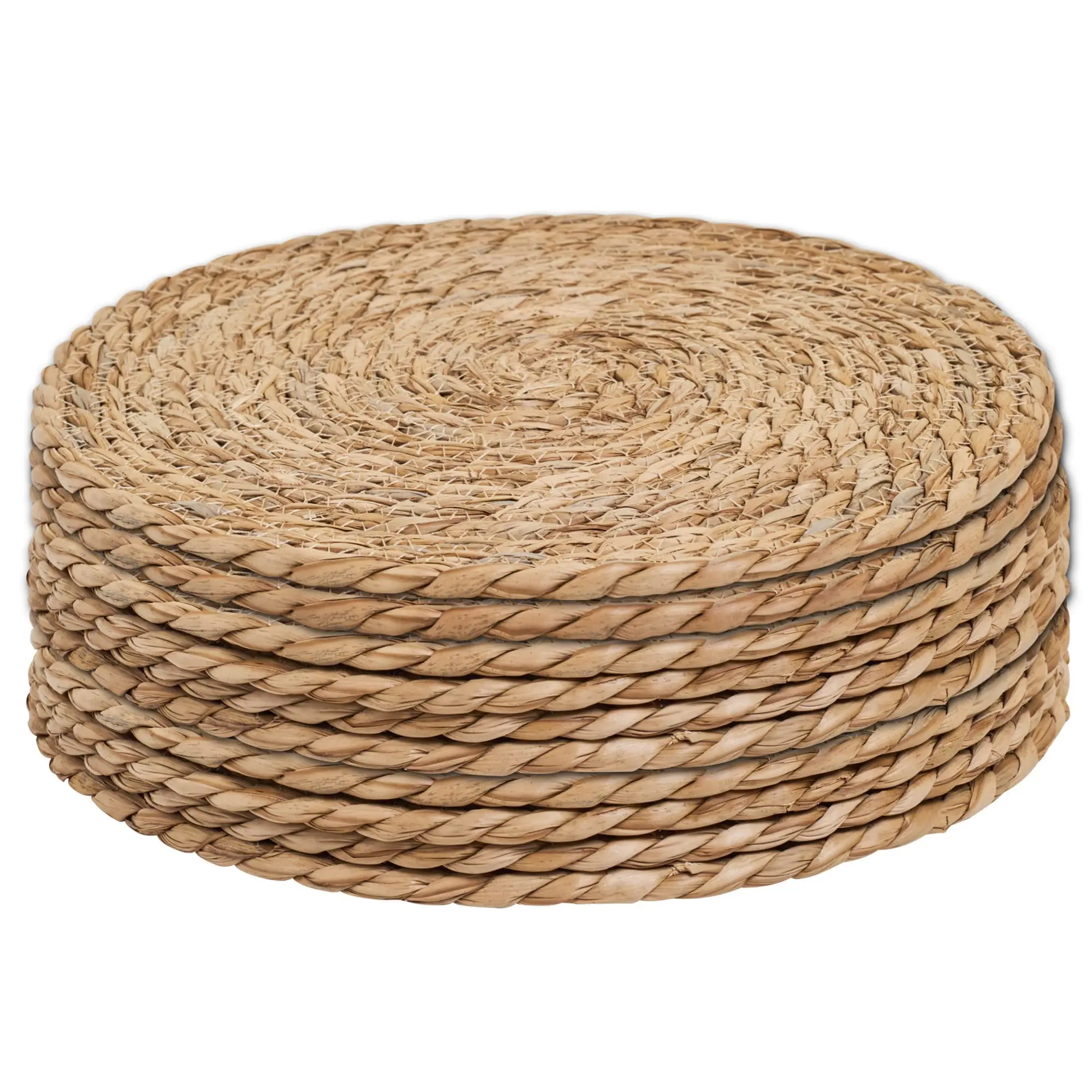 Defined Deco Woven of 5,12" Round ,Natural -Woven Water Hyacinth ,Farmhouse Weave Place Mats,Rustic Braided Wicker Table Mats for Dining kitchen accessory household placemat,home essentials bedroom day anniversary birthday wood coaster posavasos