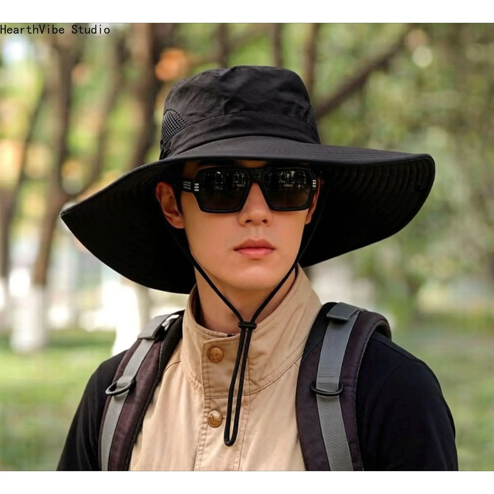 Wide Brim Sun Hat for Men & Women - Sunproof UV Protection Fisherman Cap - Packable Breathable Mesh Outdoor Hat for Hiking, Fishing, Safari, Travel - Unisex,summerwins
