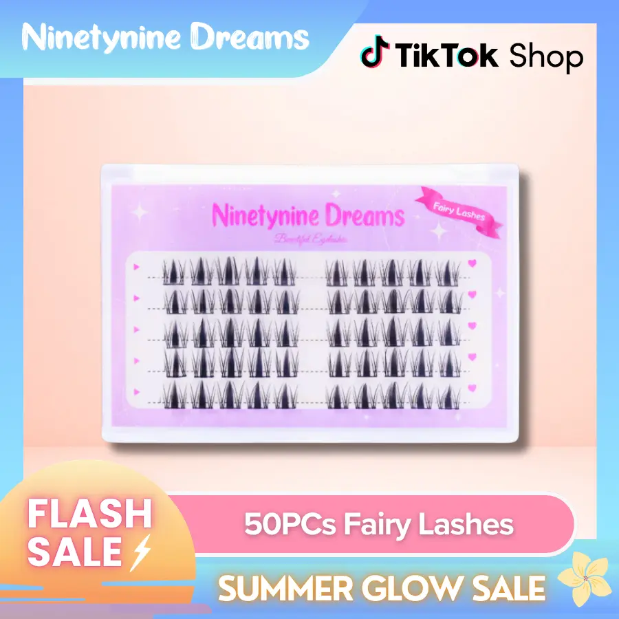 Ninetynine Dreams 50PCs Fairy Lashes | Lightweight Spiky Anime Manhua Douyin Lash Clusters — Ultra-Thin Band Waterproof Long-Lasting Reusable Pre-Mapped 10-13mm, C+ Curl Beginner Friendly Must-Have Makeup Essential False Individual Eyelashes