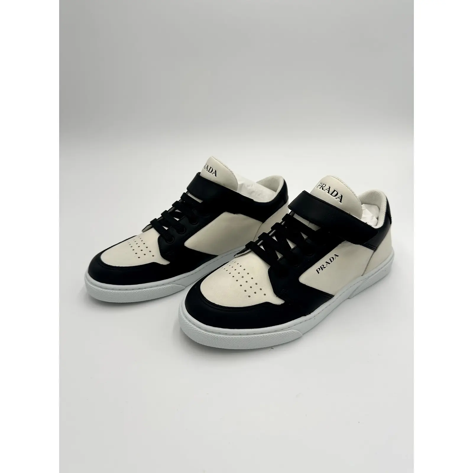 Prada Leather Low-Top Sneakers in a distinct black and white colorway #14 Size 37/7, Casual, Shoe