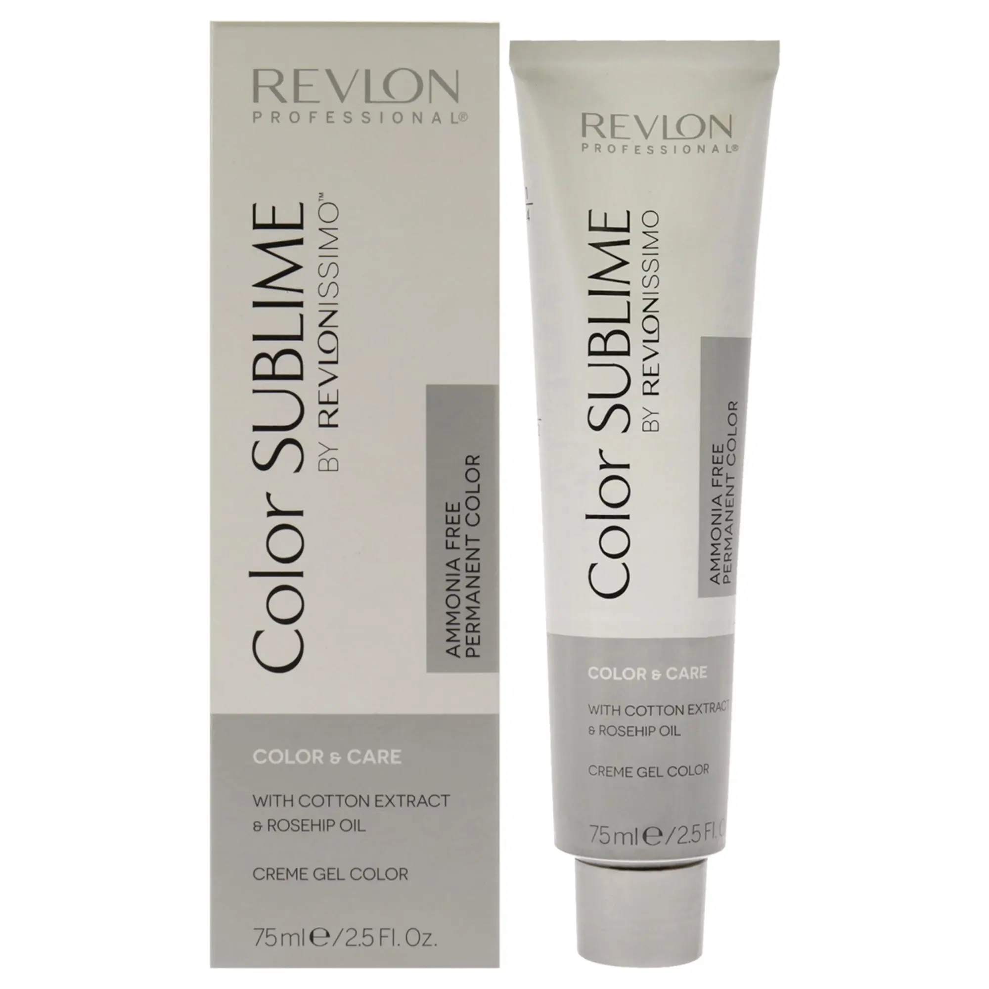 REVLON Professional Revlonissimo Color Sublime 7.34 Medium Golden Copper Blonde, Ammonia-Free Permanent Creme Gel Hair Color with Rosehip Oil, Unisex Haircare, 2.5 oz / 75ml, Cotton Extract