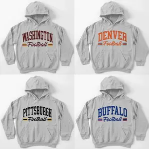 All Team Football Sport Grey Hoodie, Hometown Football Game Day Pullover, Vintage Football Throwback Graphic, Gift For Fans 2025 Sport Top