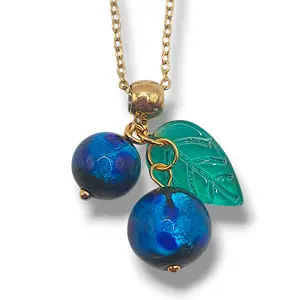 Handmade Blueberry Necklace in Silver and Gold Tone for Women