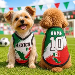 Custom Mexico Pet Jersey, Mexico Soccer Outfit for Dogs Cats, Mexico Football Mess Jersey Name Number, Mexico Puppy Sportswear Pet Jersey