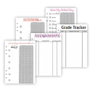 Student Pages Bundle Premade Bullet Journal Spreads for Self-Care & Task Organization - 5 Pages for Enhanced Journaling