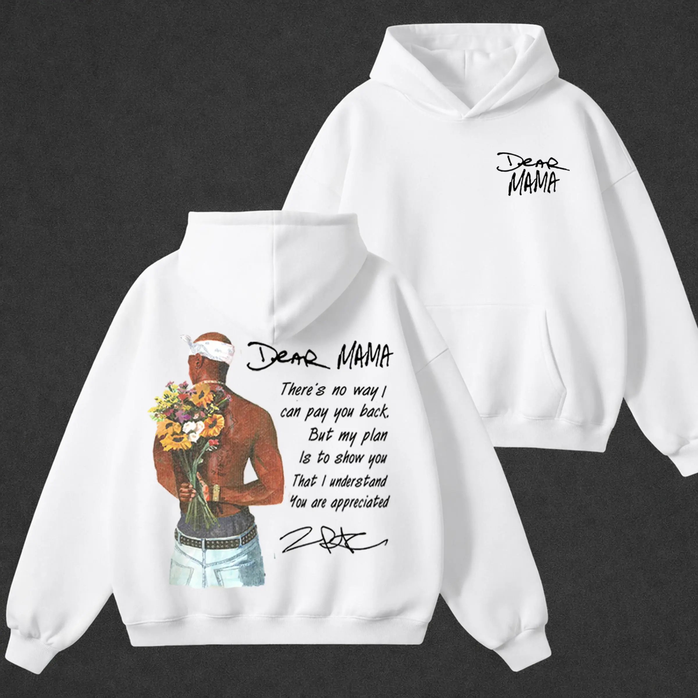 Unisex Dear Mama Lyric Quote Graphic Menswear Tops - Soft Cotton 90s Vintage Hip Hop Streetwear, Relaxed Fit Retro Rap Casual Holiday Apparel, Longsleeves, Hoodie, Sweatshirt, Gift for Mom