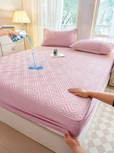 Teen-Style Fitted Bed Sheets - Solid & Plaid, Waterproof, Breathable, Comfortable, Wrinkle Resistant, Durable, Flat Weave, Warm, Wash Free, Ideal for Girls' Bedrooms Home Bedding
