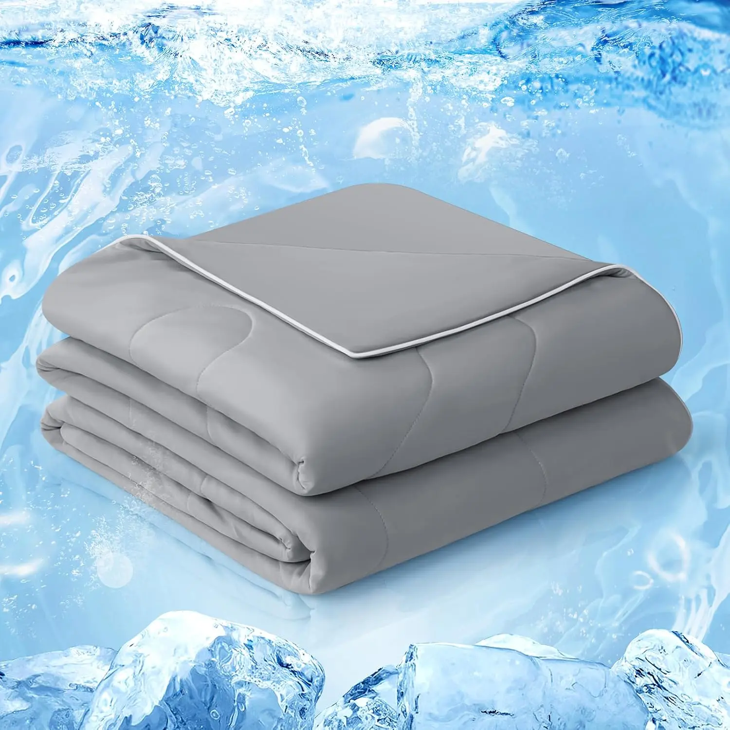 【Summer Sales】Cooling Comforter Queen, Upgraded Double-Sided Q-MAX 0.45+ | Cooling Blanket for Hot Sleepers & Night Sweats, Breathable & Lightweight Summer Comforter, Gray, 90x90