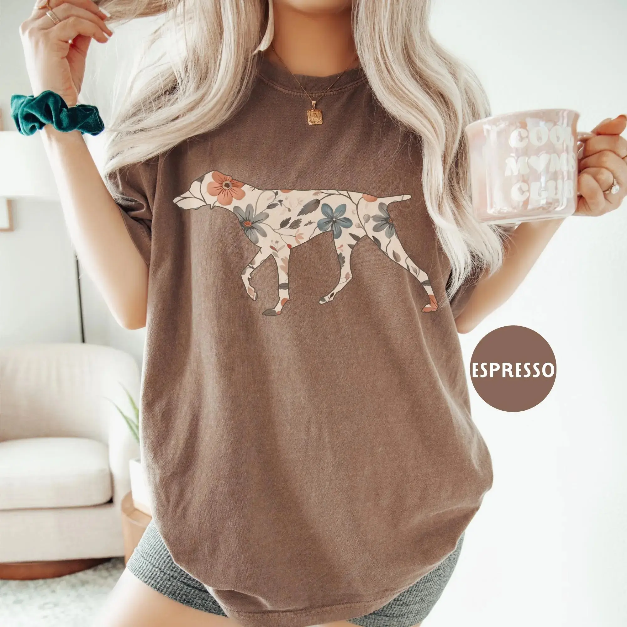 Floral GSP Comfort Colors Shirt, German Shorthaired Pointer Dog Mom Wildflower T-shirt, Gift for Dog Lover Owner Mama, Cottagecore Boho Tee
