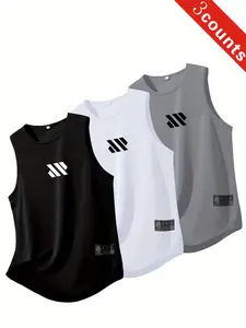 Men's 3-Pack Sleeveless Quick-Dry Sports Tank Tops, Breathable Sweat-Wicking Workout Clothes, Comfortable Gym Running Training Shirts, Sleeveless Sports Vest, Sport Vests, Sport Activewear