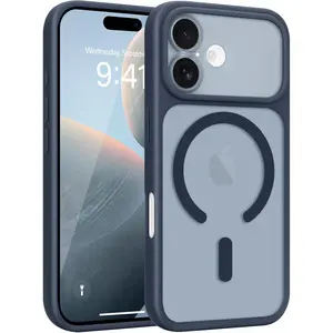 Wirvyuer for iPhone 17 Magnetic Compatible with MagSafe, Translucent Matte Shockproof Slim Cell Phone Cover Anti-Fingerprint Frosted Protective Hard Back for iPhone 17, Blue