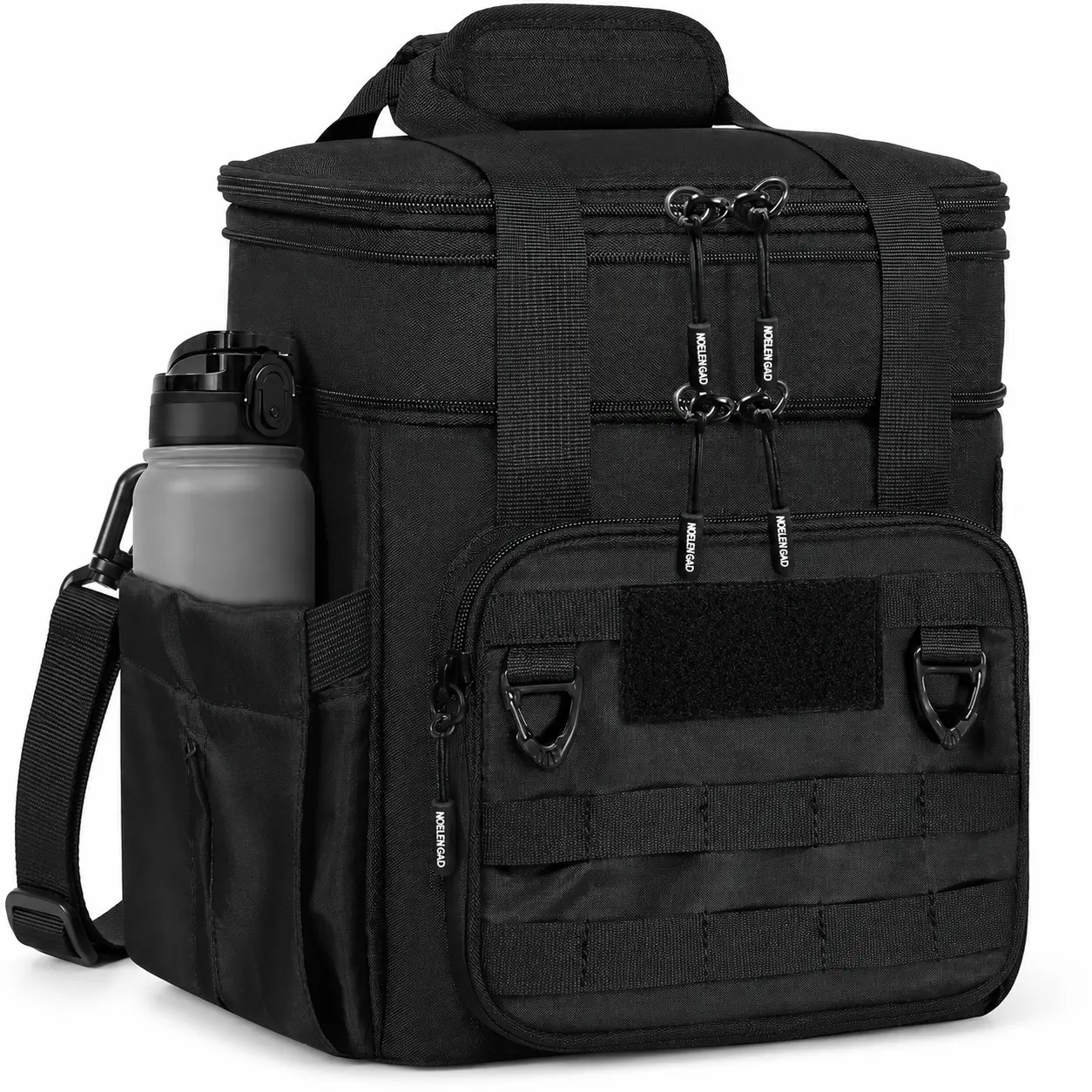 Expandable Insulated Lunch Box for Men & Women - Tactical Cooler Lunch Bag, Keeps Food Hot or Cold 8 Hours, Large Capacity with Water Bottle Holder & Shoulder Strap (Black)sustainable travel kit