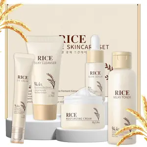 Skin Care Set, Korean Skin Care with Rice Cleanser, Toner, Serum, Eye Serum, Moisturizing Cream 5pcs for Women Teen Girls Mom Daughter Mother's Day Birthday Christmas Lover Korean Beauty