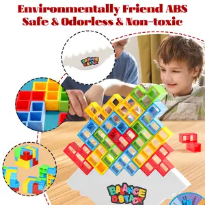 Ready Set Stack Game 32Pcs Balance Stacking Toy for Kids & Adults Family Parties Travel Team Building Holiday Gifts Halloween Fall Foam Blocks