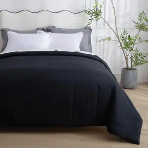 1 Piece Duvet Cover King Size - Viscose Derived from Bamboo, Soft Breathable Cooling Comforter Cover for Hot Sleepers, 8 Corner Ties and Zipper Closure, No Comforter (Black, 104"x90")