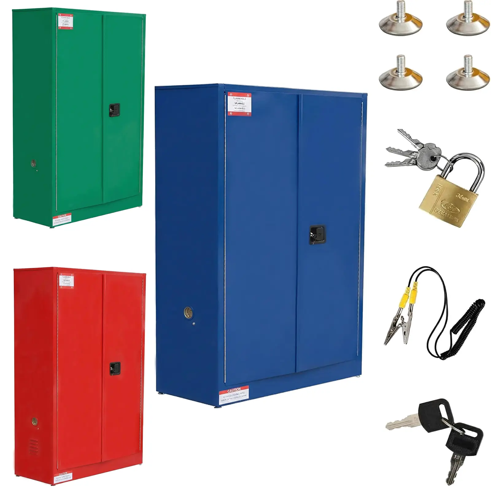 Garvee Upgraded Flammable Safety Cabinet, 45 Gallon, 43" x 18" x 65", Fireproof Chemical Storage Cabinet, Double-Wall Steel, Adjustable Shelves, Locking Manual-Close Doors, For Lab, Garage, Warehouse
