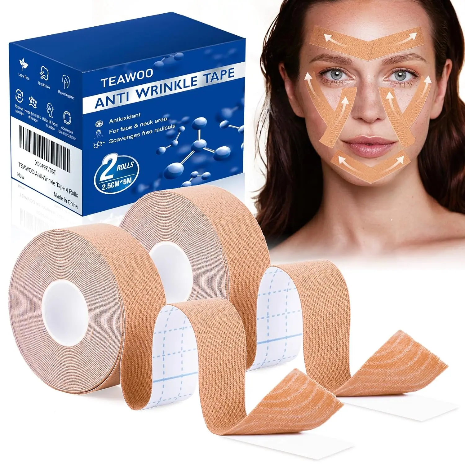 Anti Wrinkle Face Tape | Skin Tape for Wrinkles | Facial Myofascial Lift Tape for Skin | Wrinkle Tape for Face & Forehead | Facial Tape for Wrinkles | Anti Aging Tape for Wrinkles Overnight 2 Rolls