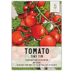 Tiny Tim Tomato Seeds for Planting - Non-GMO, Heirloom & Untreated - Organically Grow an Outdoor Vegetable Garden (1 Pack)