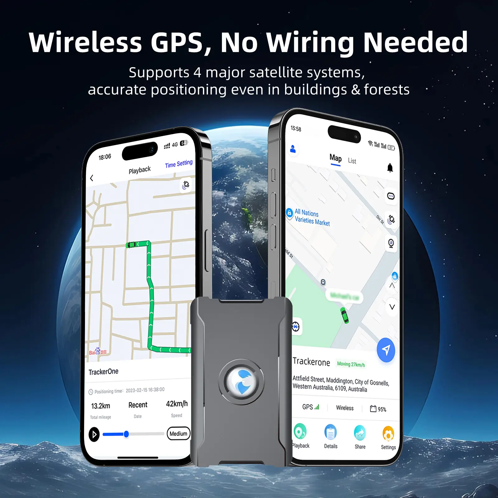 S20 Car GPS Tracker， 6000mAh Long Standby, IP67 Waterproof Anti-Theft Device, Real-Time Location, Geo-Fencing, Route History, Speed Monitoring, Plant Tracking Ability, Free Device Replacement