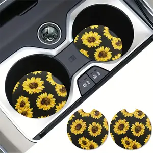 2 pcs sunflower Car Cup Holder Coaster, Cup Holder Insert, Universal Non-Slip Cup Holders, Car Accessories Interior Car cup holder accessories for Women and Man Interior Sets Car Essentials