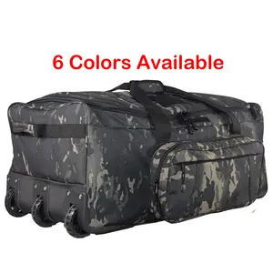 Heavy-Duty X-Large Military Tactical Wheeled Rolling Duffel Trolley Bag For Deployment Traveling Camping Sporting
