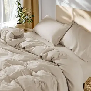 Sonoro Kate Pure French Linen Duvet Cover Set King Size Cooling Bedding for Hot Sleepers Breathable Moisture-Wicking Lightweight Soft Pre-Washed Linen Durable Skin-Friendly Zipper Closure 4 Corner Ties 3-Piece Set