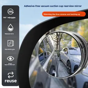 2Pcs Car Blind Spot Mirrors, Suction Cup Vehicle Rearviewmirror Auto Parts Accessories, 360° Adjustable Wide Angle Exterior Safety Item for Parallel Parking, Enhanced Visibility Accessories for Car