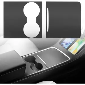 Center Console Wrap Kit Matte Black Console Cover Interior Decoration Wrap Kit Compatible with Tesla 2021-2025 Model Y & 2021-2023 Model 3 Accessories (Black)