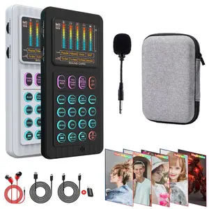 Handheld Live Sound Card Smart Podacsting Audio Mixer/Console, Outdoor Portable Live Streaming,With Smartphone Bluetooth Live Sound Card Kit with Microphone/Headphones Multi-Function Voice Changer Singing, Recording,Gaming,YouTube,Live broadcast