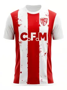 Men's Sporty Long Sleeve Fitted Top, All over Print Design, Breathable Summer Football Training Shirt, Club Style