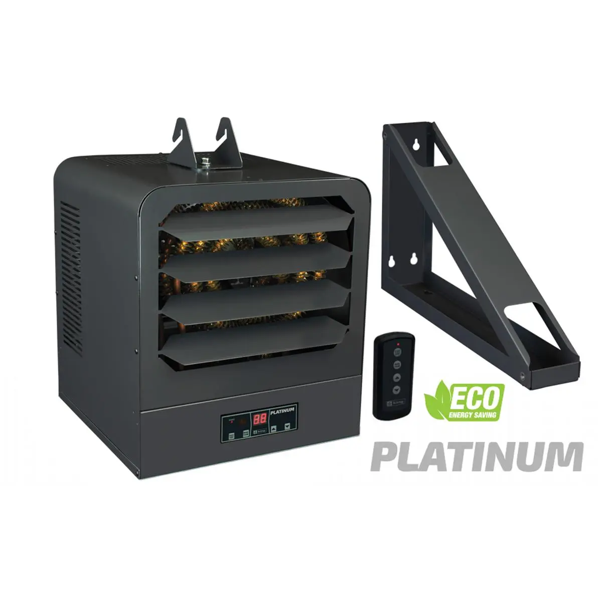 212 MAIN Platinum Series Unit Heater, 480V Power, 5 kW, 1-3 Phase, Adjustable Heating Temperature, Wall Bracket Included, Remote Control Compatible, Ideal for Large Areas