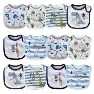 12-Pack Baby Bibs for Boys & Girls, Soft Cotton Drool Bibs with Waterproof Backing & Adjustable Snaps, Extra Absorbent for Feeding, Teething & Daily Mess Protection