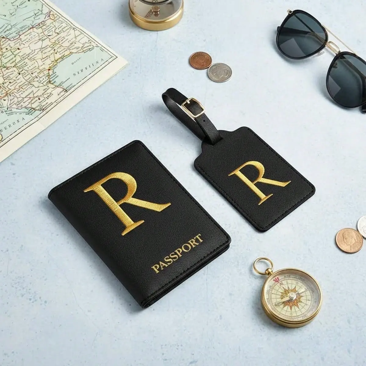Personalized Initial Embroidered Luggage Tags - Bag Decoration, Suitcase/Backpack/Purse Charm Accessory, Women's Travel Essentials Gift (A-Z)