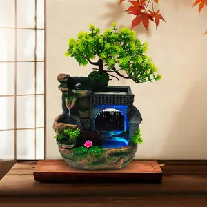 Waterfall Fountain Indoor Tabletop Water Fountain Rockery Stream Tabletop Fountain Fountains and Waterfalls Desk Fountain with Automatic Pump and Switch Room Decor Gift Statues Figurines Modern Home Decoration