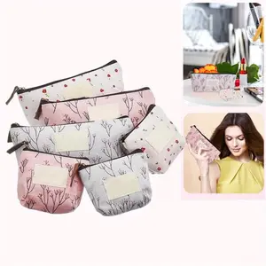 6 Pack Pencil Case, Cute Floral Flower Canvas Zipper Pencil Cases Lovely Fabric Flower Tree Pen Bags Supplies