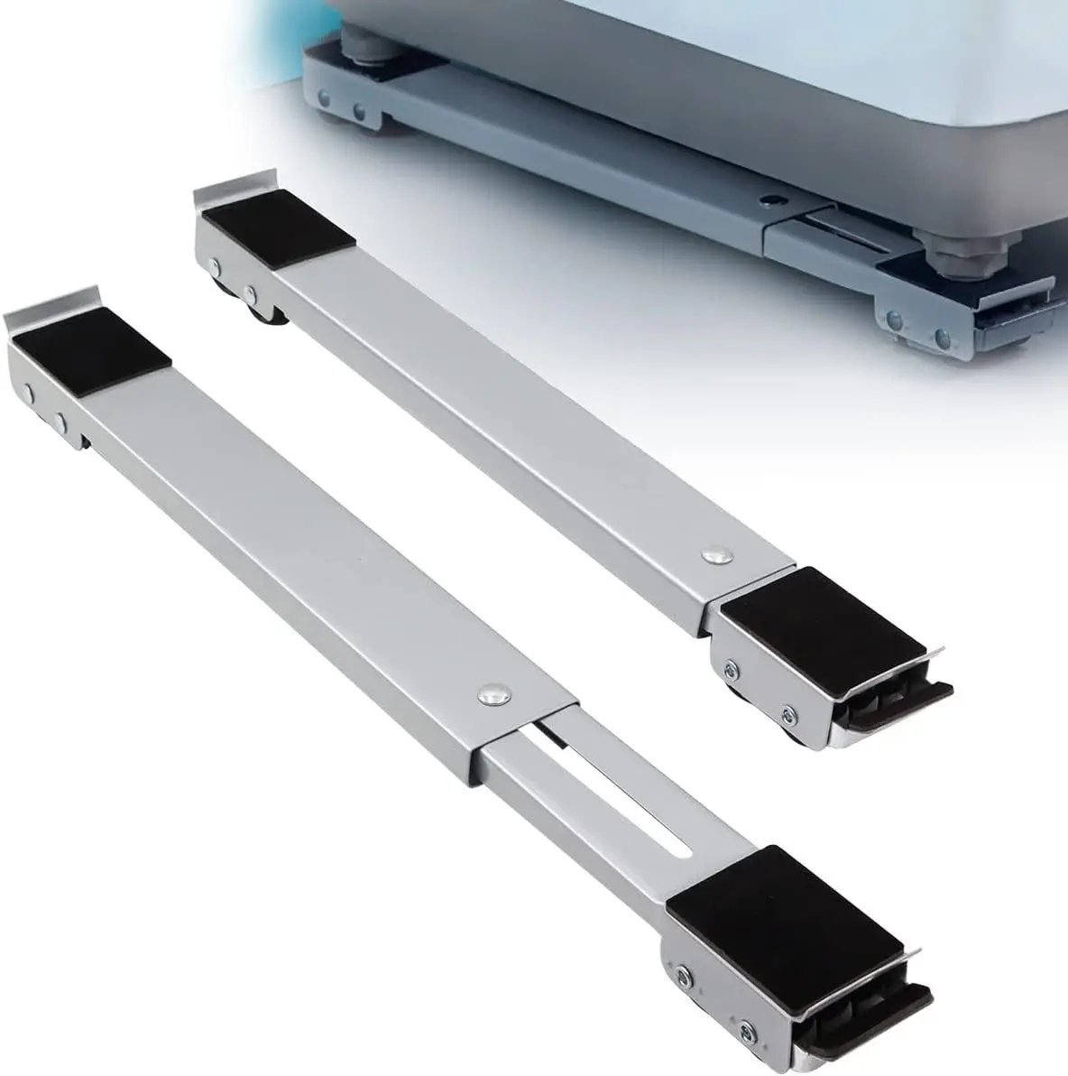 2pcs Extendable Furniture Appliance Rollers, Heavy Duty Mobile Base for Washing Machine, Dryer & Refrigerator
