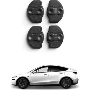 4PCS Door Lock Cover Door Entry Guard Compatible with Tesla Model Y Juniper 2025 2026 and Tesla Model 3 Highland 2024 2025 Car Door Strike Cover Door Lock Latch Protector TPE (Black)