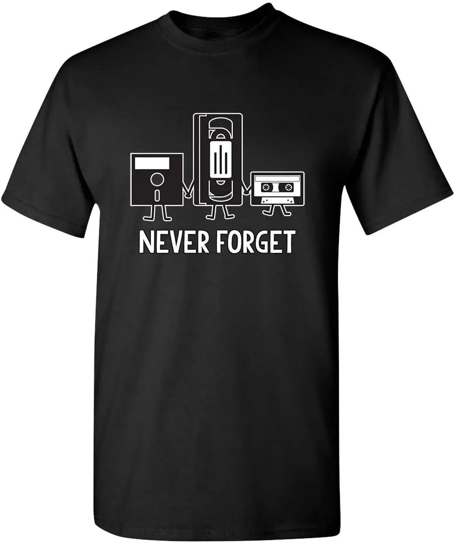 Never Forget T-Shirt |   Floppy Disk Retro Geek Shirt |   Funny 90s Throwback Novelty T Shirts for Tech Nostalgia Geek Gifts