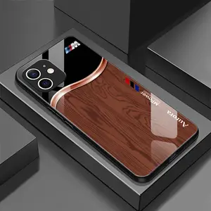 Suitable for [iPhone 11] wood grain mobile phone case, high-value glass shell, personalized business style mobile phone case, simple new mobile phone case-888