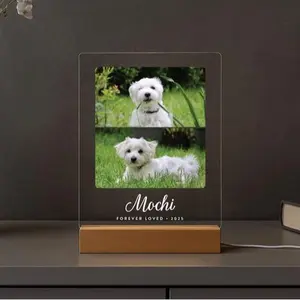 Personalized Pet Memorial LED Night Light — Custom Dog or Cat Photo Sympathy Gift