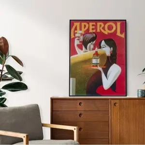 Aperol Wall Art, Vintage Poster Art, Bar Decor, Beverage Print, Couple Dancing Art, Wall Decor, Poster Print, Alcohol Wall Art Poster No Frame