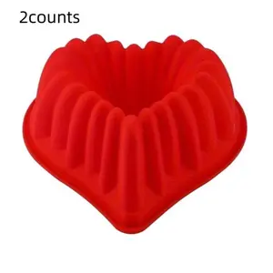 Heart Shaped Cake Mold, 2 Counts Non-stick Silicone Cake Mold, Durable & Easy To Clean Baking Tool for Cake, Chocolate, Soap, Silicone Cake Pan