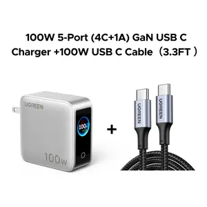[LIVE ONLY]UGREEN Nexode Pro 100W GaN USB C Charger, 5-Port Fast Type-C Wall Charger Block with Smart Display Compatible with MacBook Pro/Air, iPhone 17/16 Series, Galaxy, iPad Pro, Steam Deck summerwins