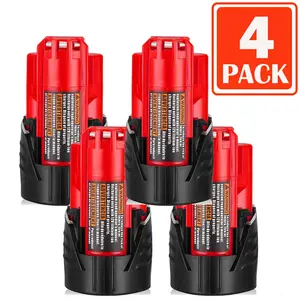 4pcs 3.0Ah Replacement For Milwaukee M-12 12V Lithium Ion Battery, Compatible With Tools/ Heated Jacket 48-11-2420 48-11-2440 48-11-2402 48-11-2411 Cordless Power Tools