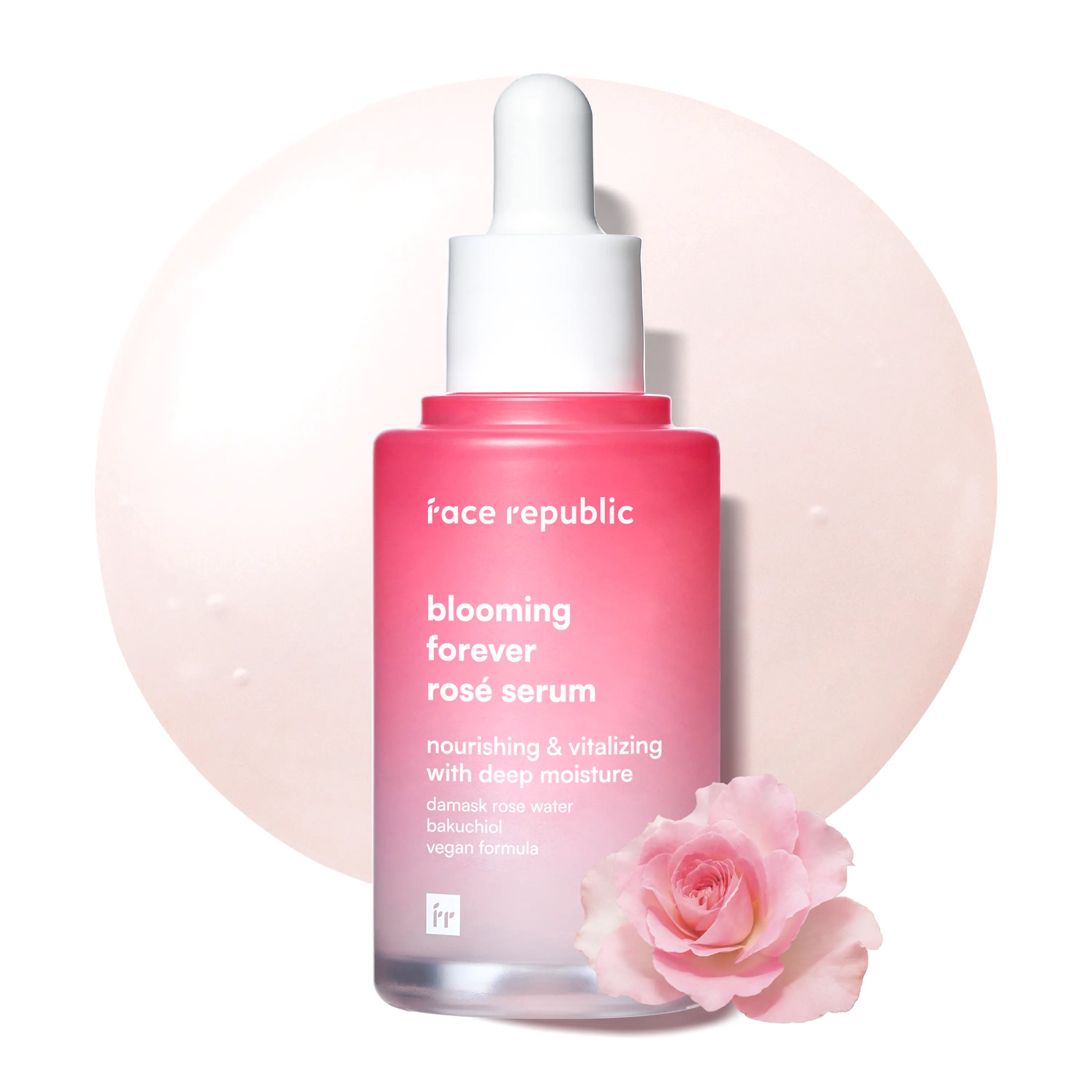 [Official Face Republic Partner] Blooming Forever Rosé Serum 45ml 1.52 fl oz | Damask Rose, Bakuchiol | Revitalizing & Rejuvenating | Wrinkle Care | Firm and Elastic Skin | Vegan Korean Skincare