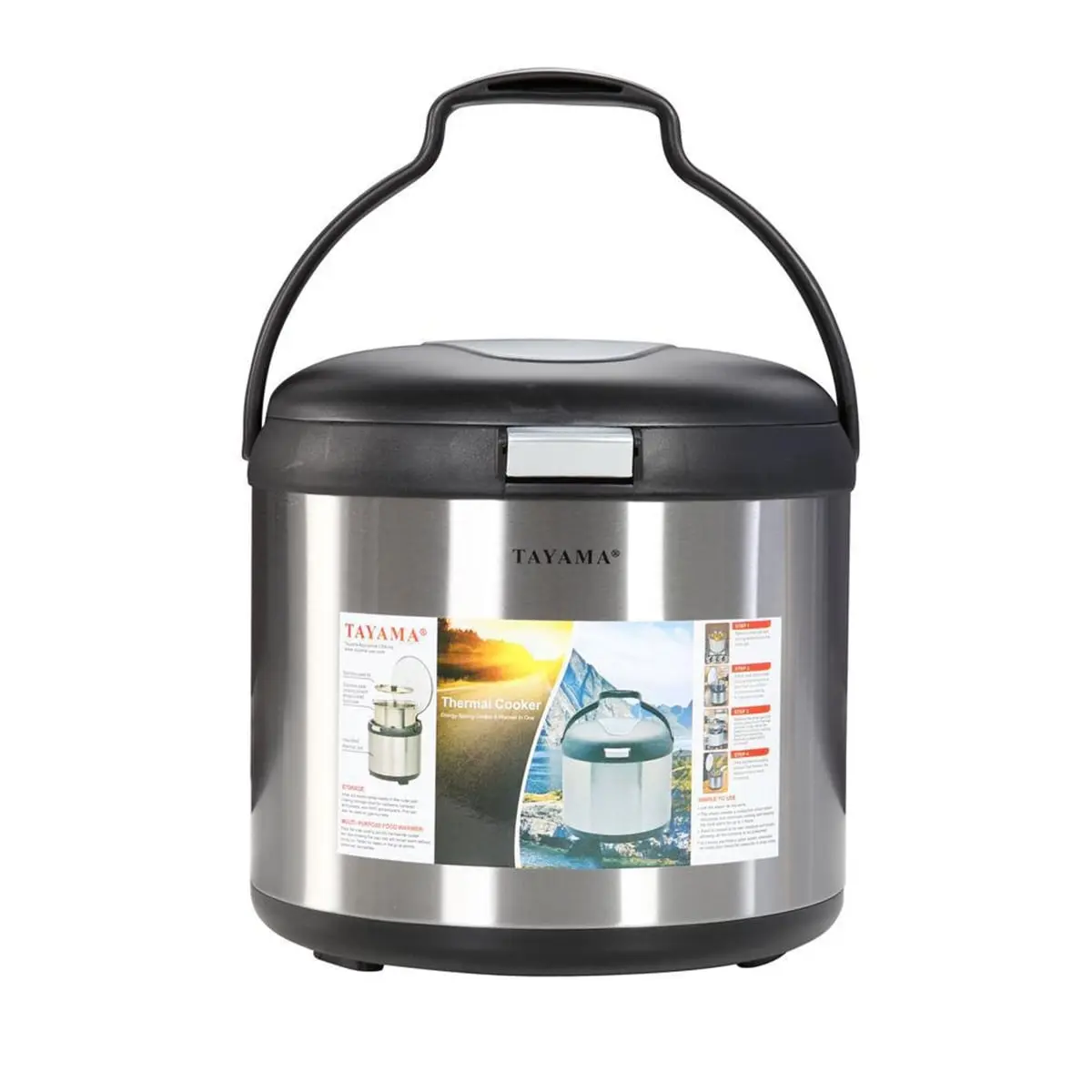 Tayama TXM-70CFZR 7 Qt Stainless Steel Thermal Cooker - Energy-Saving Heat Retention Cookware for Busy Users, Ideal for 10-15-minutes cooking, 6-hours warming, Camping, Dinner Parties, Family Gatherings, Food Retains Full Flavors, Keep Warm