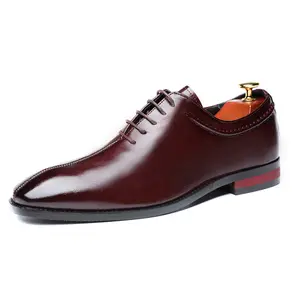 Men's Burgundy Oxford Shoes - Wholecut Dress Business Footwear