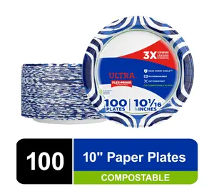 Ultra Disposable Paper Plates 10" Multicolor 100 Count - High-Quality Paper for Various Uses